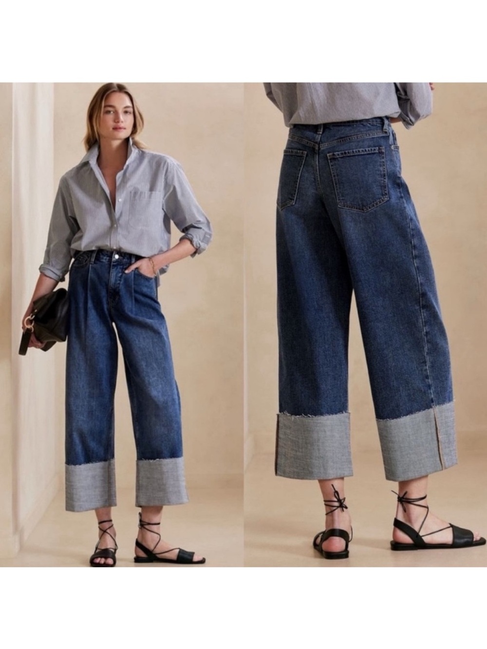 Banana Republic Wide-Leg Crop Cuffed Jeans 28/6
